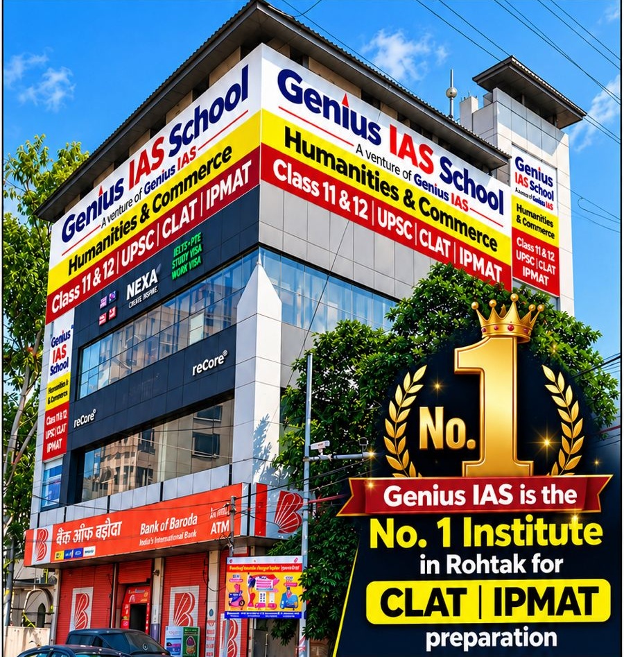 Genius IAS School building — No. 1 Institute in Rohtak for CLAT and IPMAT preparation